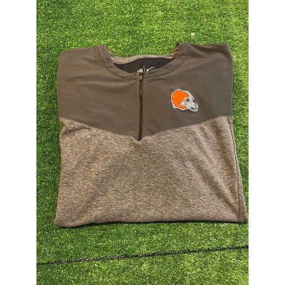 Cleveland Browns jacket mens 3XL brown nike 1/4 zip lighweight pullover NFL 40